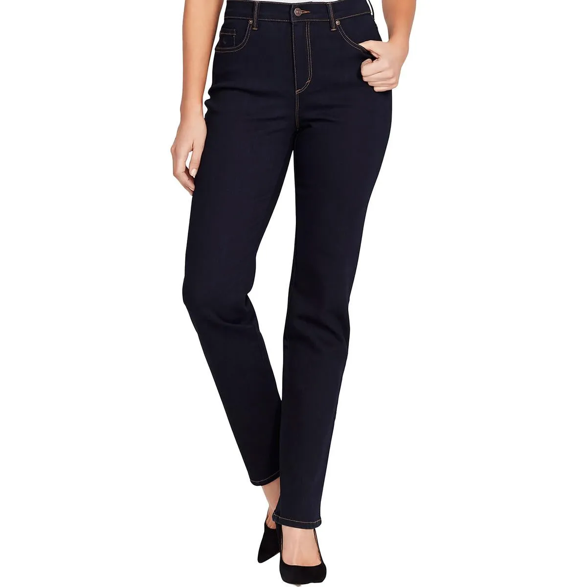 Gloria Vanderbilt Damen Petites High Rise Dunkelblau Gerade Bein Jeans