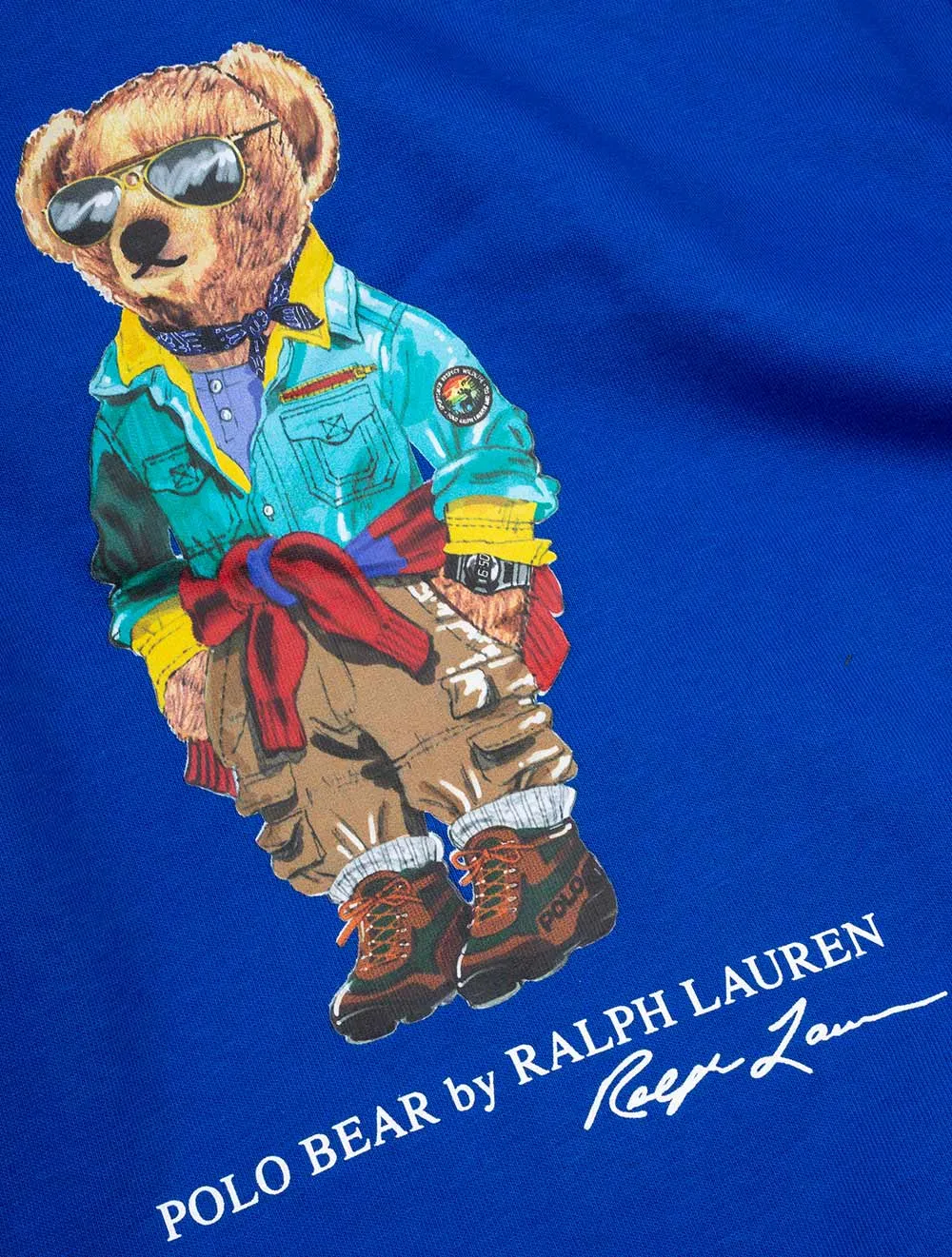 Graphik-Fleece-Pullover mit Kapuze in Blau