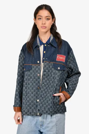 Gucci Blaue Denim GG Supreme Logo Jacket Größe 48