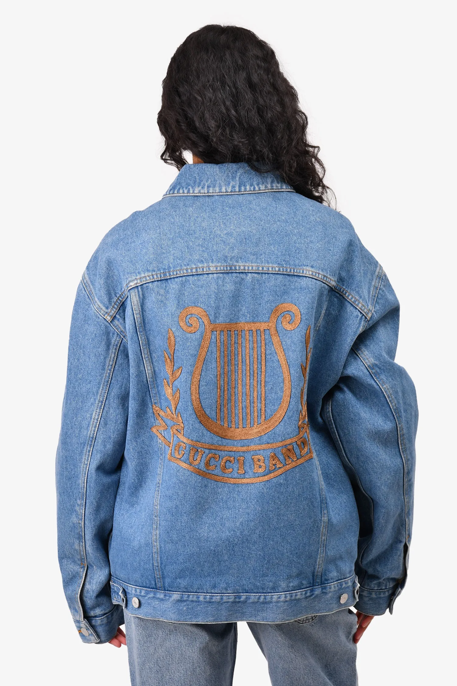 Gucci Blue Denim 'Gucci Band' Jacket Größe 48 Herren