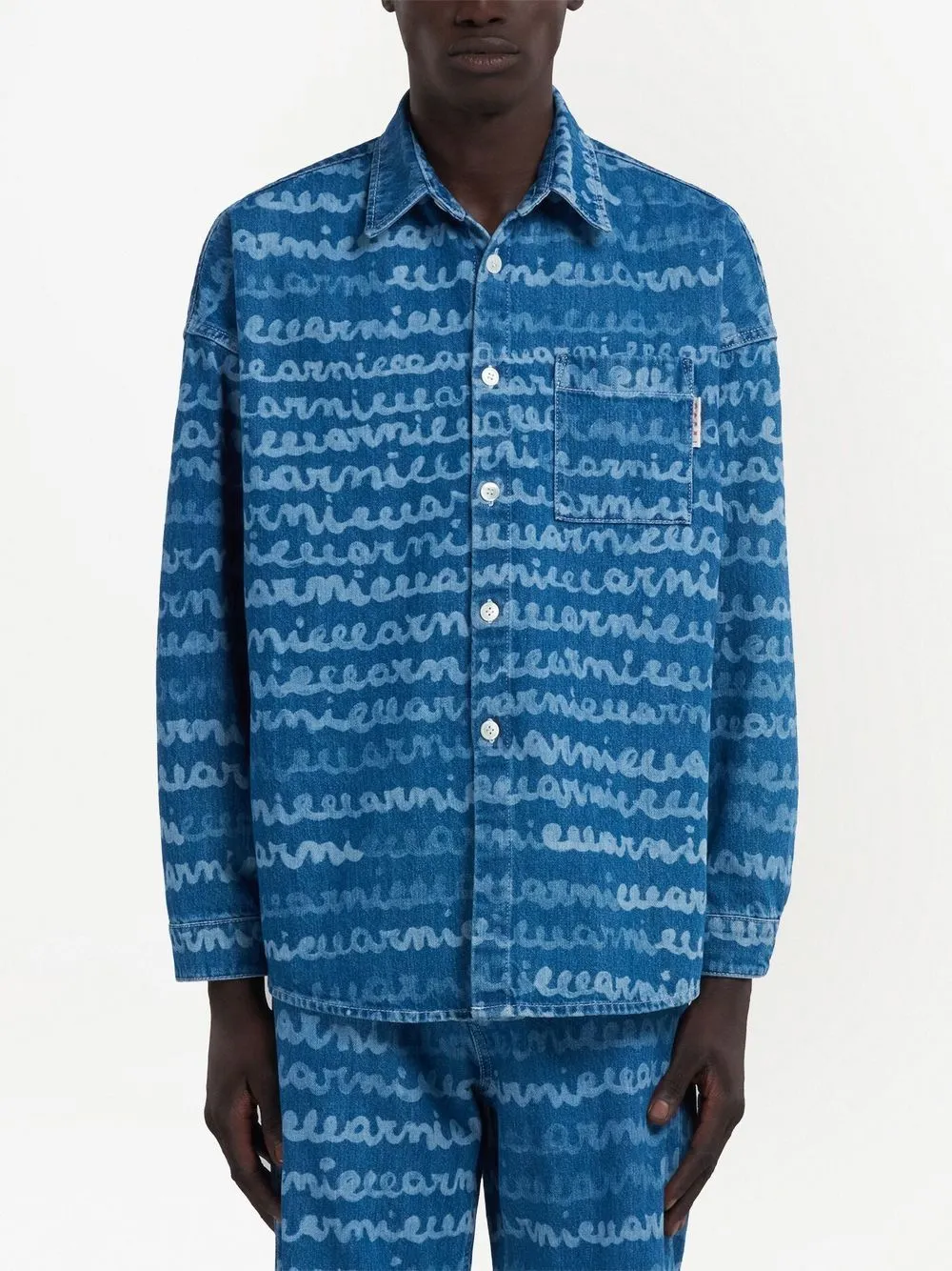 Handschrift-Druck Denim Shirt