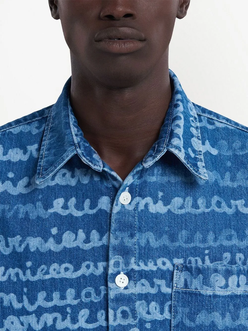 Handschrift-Druck Denim Shirt