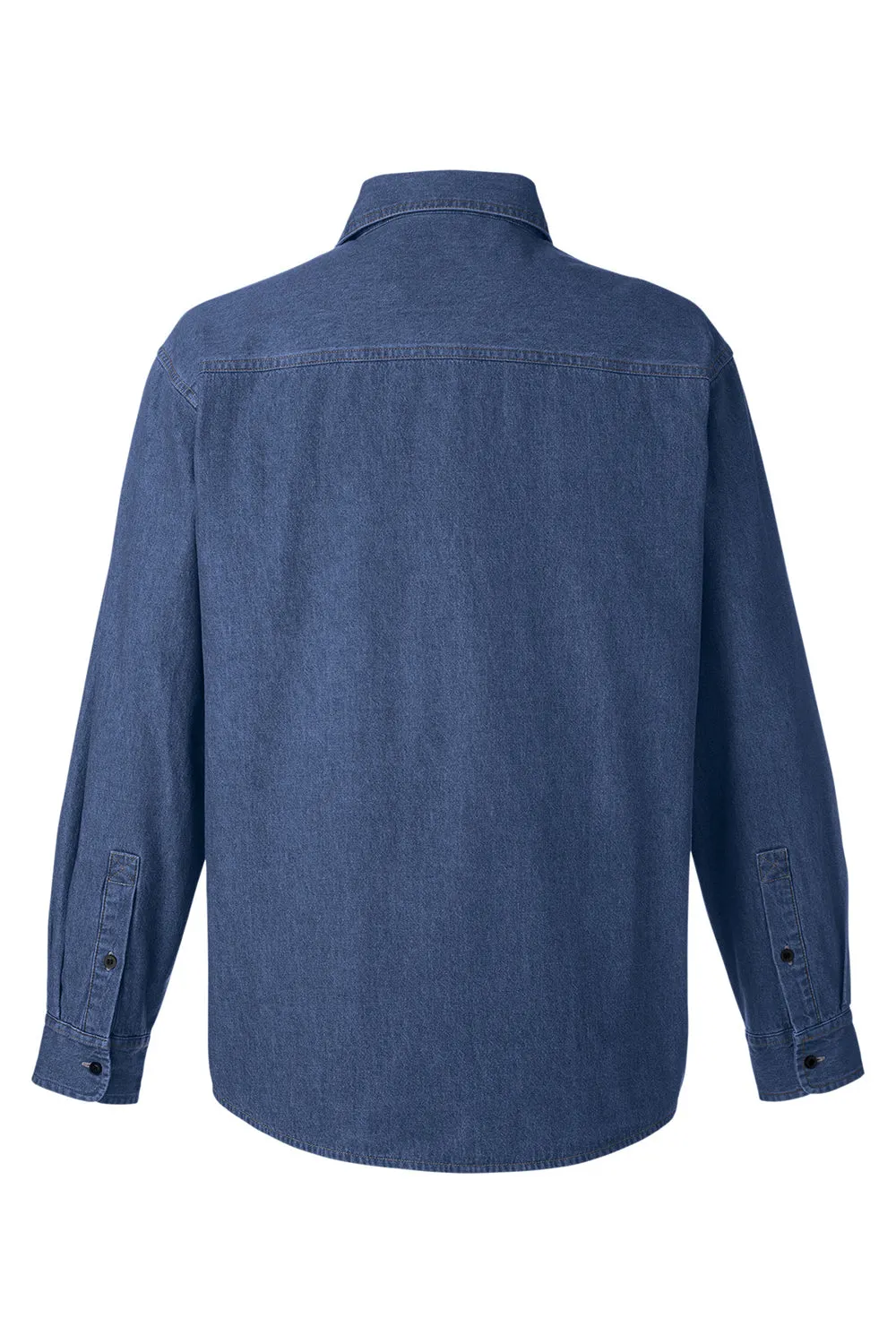 Harriton Herren Knopf-Down Denim Shirtjacke - Dunkel Denim Blau