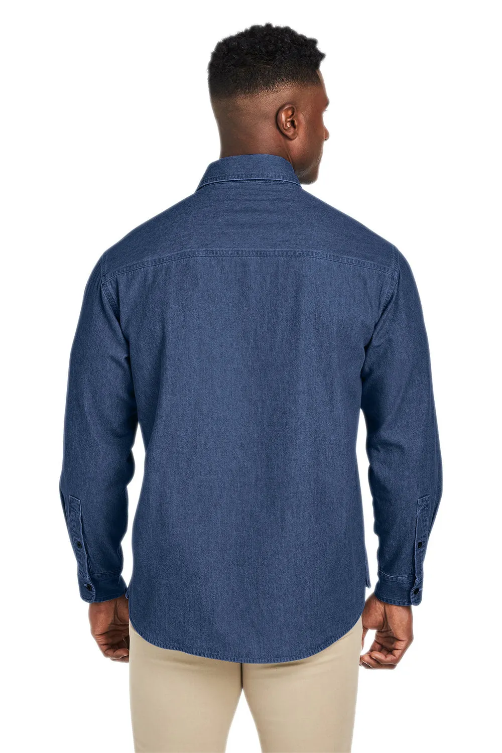 Harriton Herren Knopf-Down Denim Shirtjacke - Dunkel Denim Blau