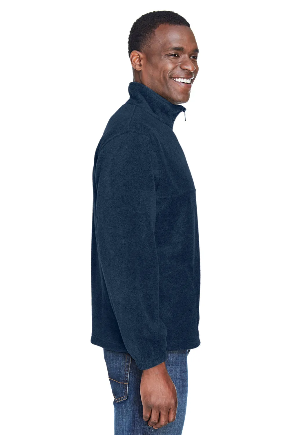 Harriton Herren Fleece-Pullover mit Reißverschluss und Taschen - Marineblau