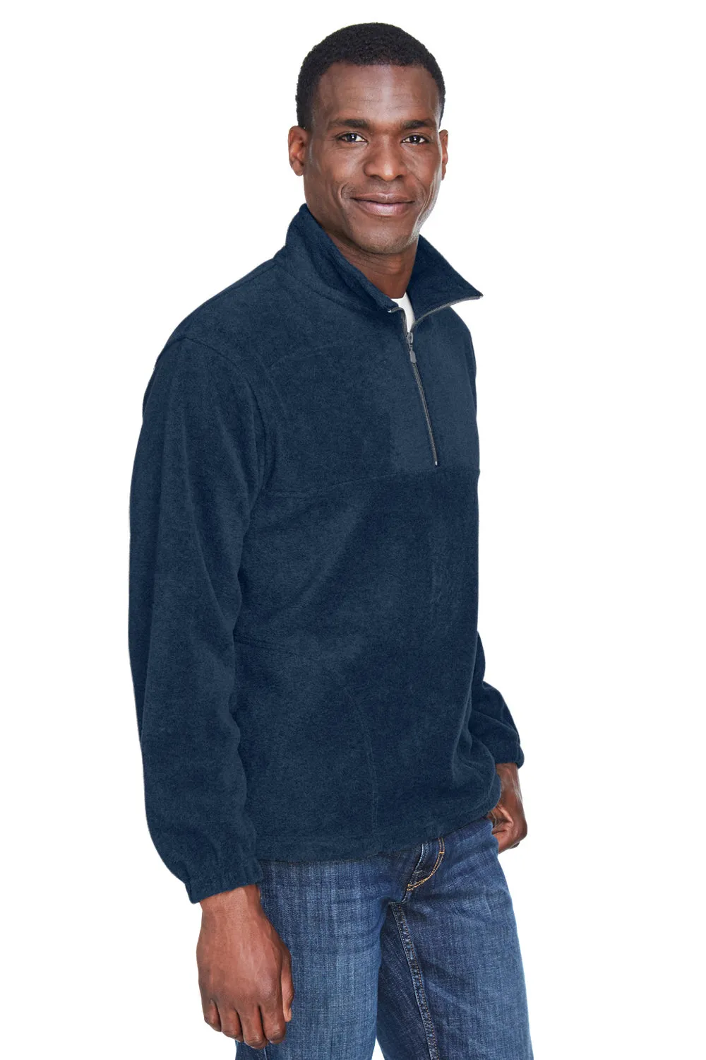 Harriton Herren Fleece-Pullover mit Reißverschluss und Taschen - Marineblau