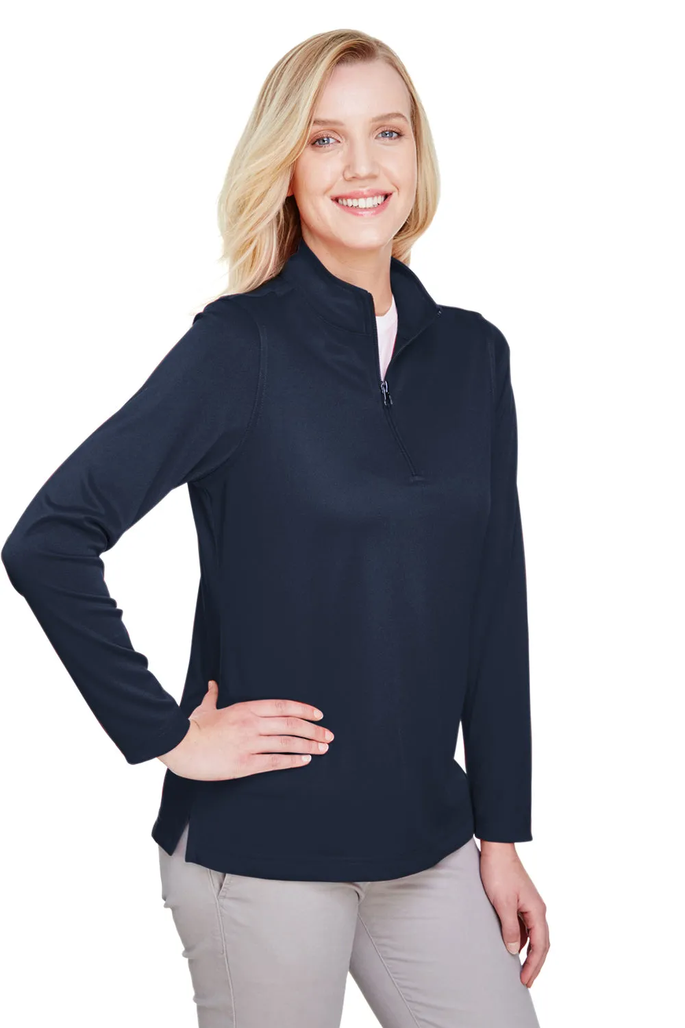 Harriton Damen Advantage Performance Feuchtigkeitstransportierendes 1/4-Zip Sweatshirt - Dunkelmarineblau