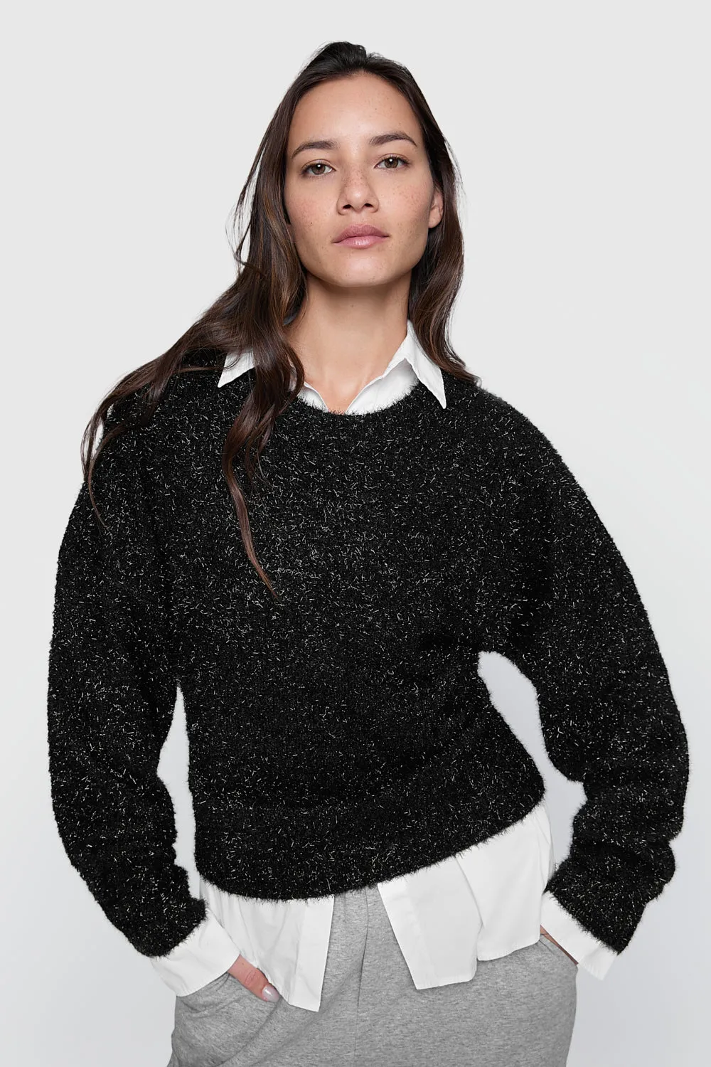 Henley Lurex Pullover
