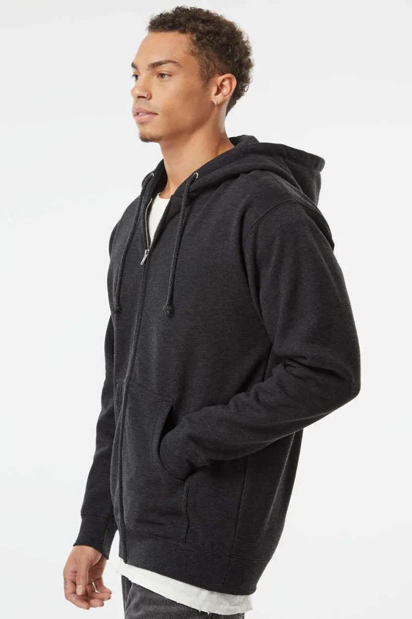 Independent Trading Company Herren Kapuzenpullover mit Reißverschluss und Taschen - Heather Charcoal Grey