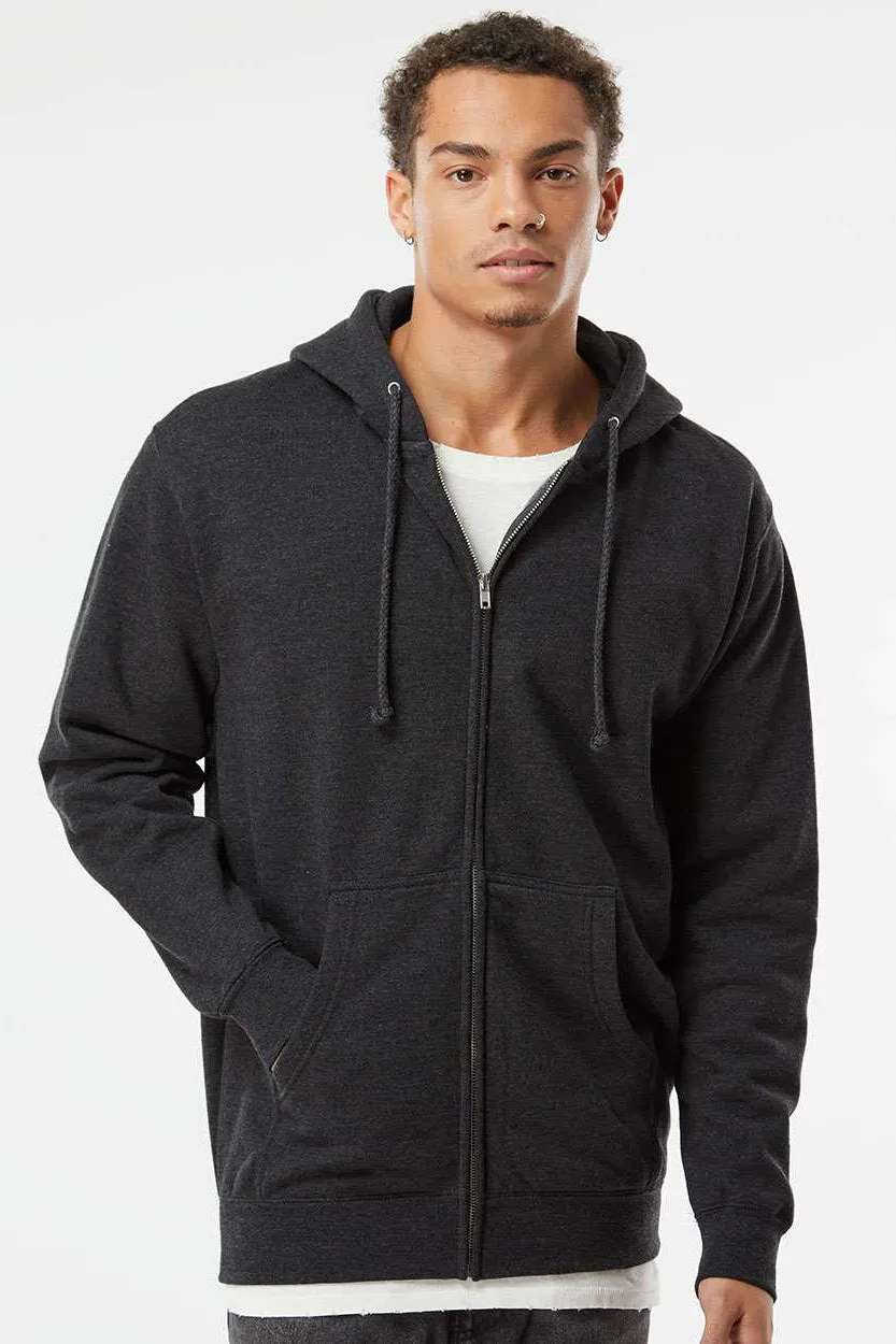 Independent Trading Company Herren Kapuzenpullover mit Reißverschluss und Taschen - Heather Charcoal Grey