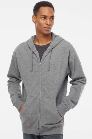 Independent Trading Company Herren Kapuzenpullover mit Reißverschluss und Taschen - Heather Gunmetal Grau