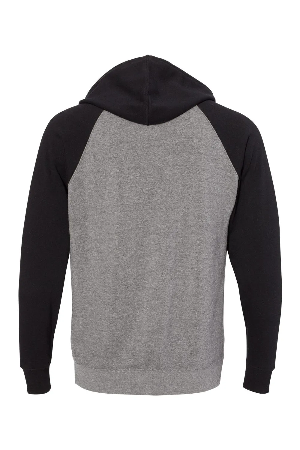 Independent Trading Company Herren Special Blend Raglan Kapuzenpullover Hoodie mit Beuteltasche - Heather Nickel Grau/Schwarz