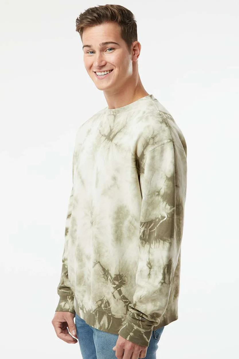 Independent Trading Company Herren Tie-Dye Crewneck Sweatshirt - Olivgrün