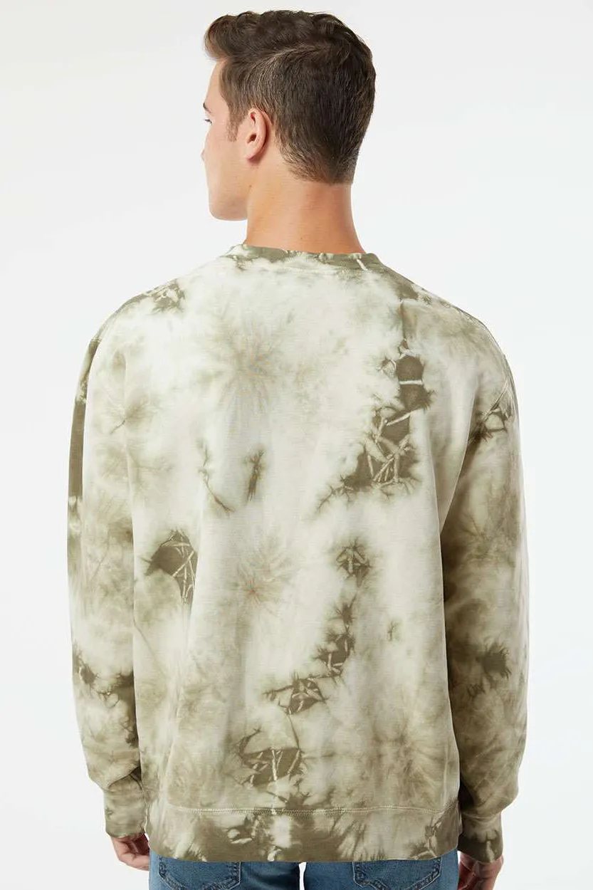 Independent Trading Company Herren Tie-Dye Crewneck Sweatshirt - Olivgrün