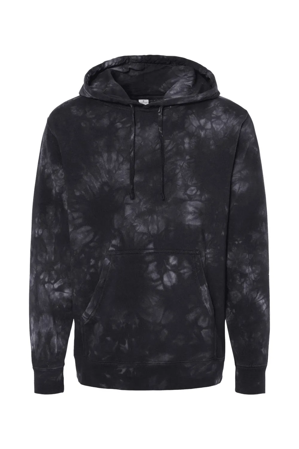 Independent Trading Company Herren Kapuzenpullover mit Tie-Dye-Muster und Kangaroo-Tasche - Schwarz