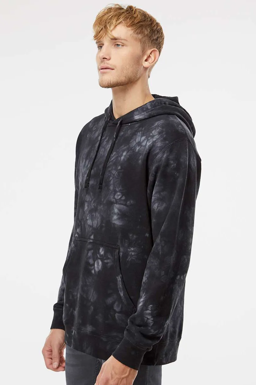Independent Trading Company Herren Kapuzenpullover mit Tie-Dye-Muster und Kangaroo-Tasche - Schwarz