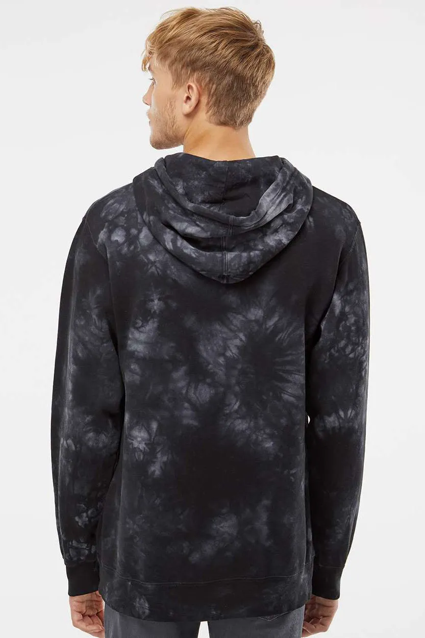 Independent Trading Company Herren Kapuzenpullover mit Tie-Dye-Muster und Kangaroo-Tasche - Schwarz