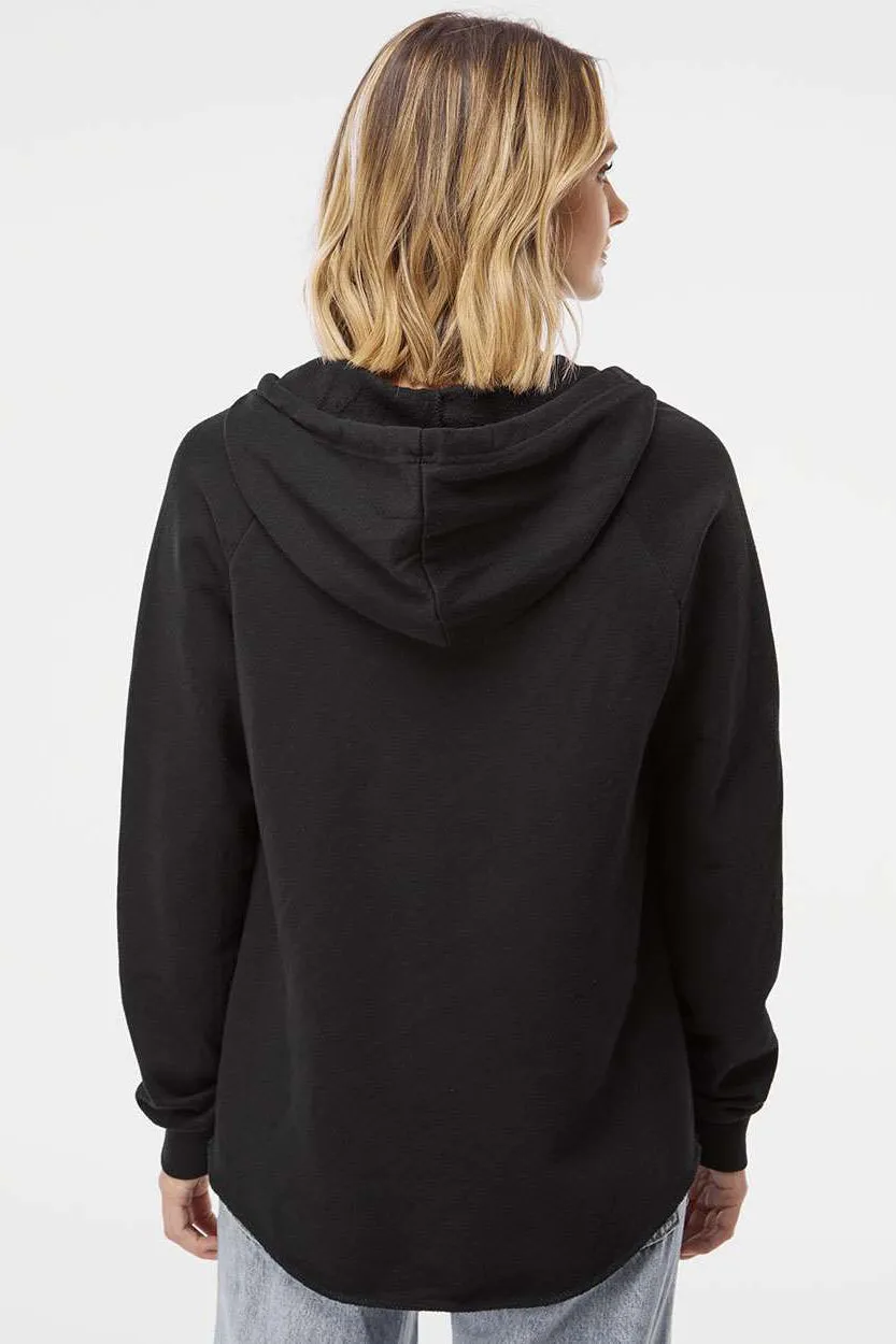 Independent Trading Company Damen California Wave Wash Kapuzenpullover Hoodie - Schwarz