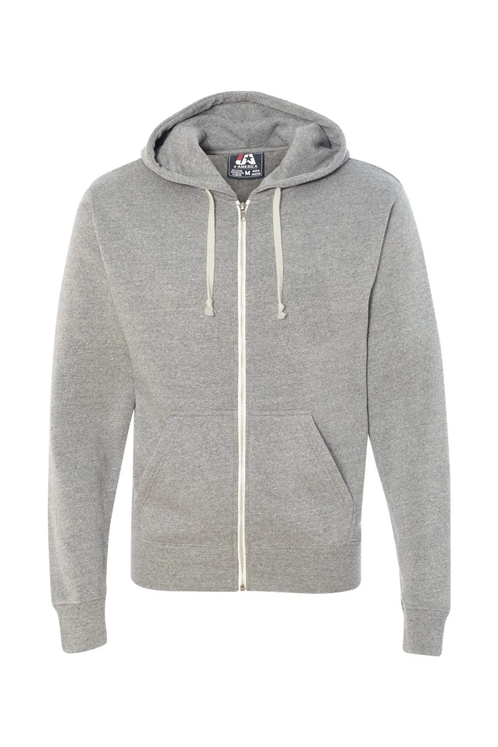 J America Herren Fleece Full-Zip Kapuzenpullover mit Taschen - Grau