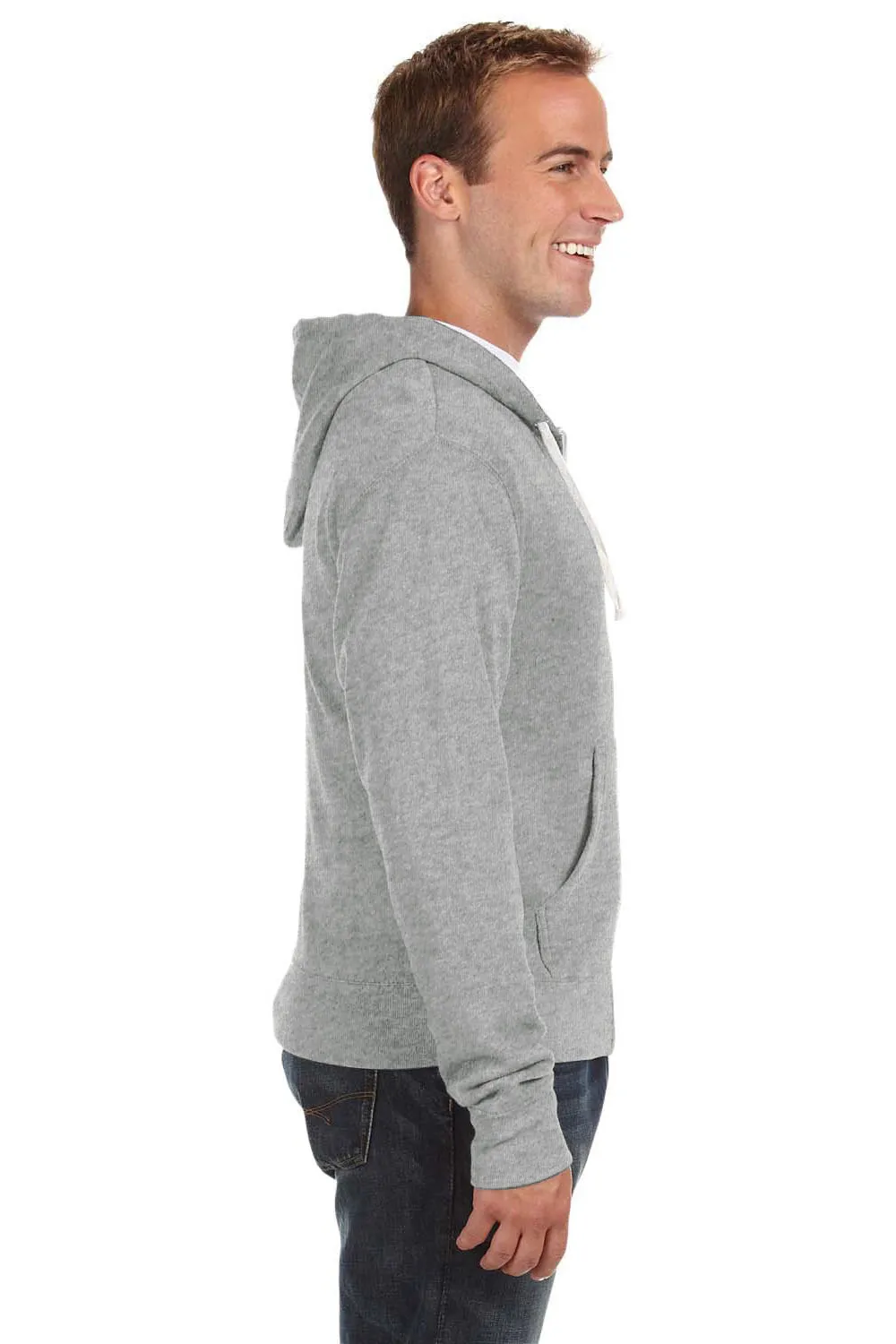 J America Herren Fleece Full-Zip Kapuzenpullover mit Taschen - Grau