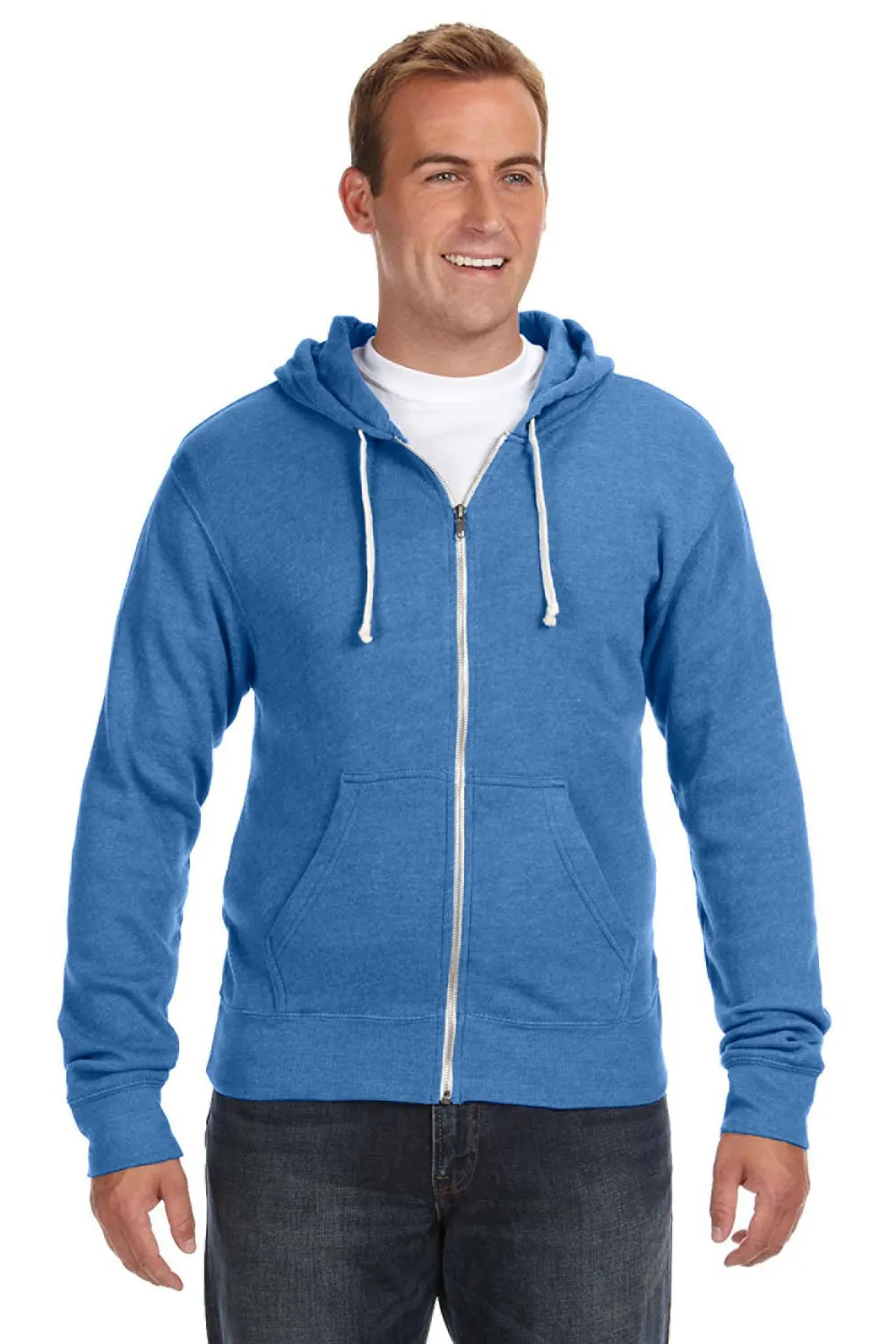 J America Herren Fleece Full-Zip Kapuzenpullover mit Taschen - Königsblau