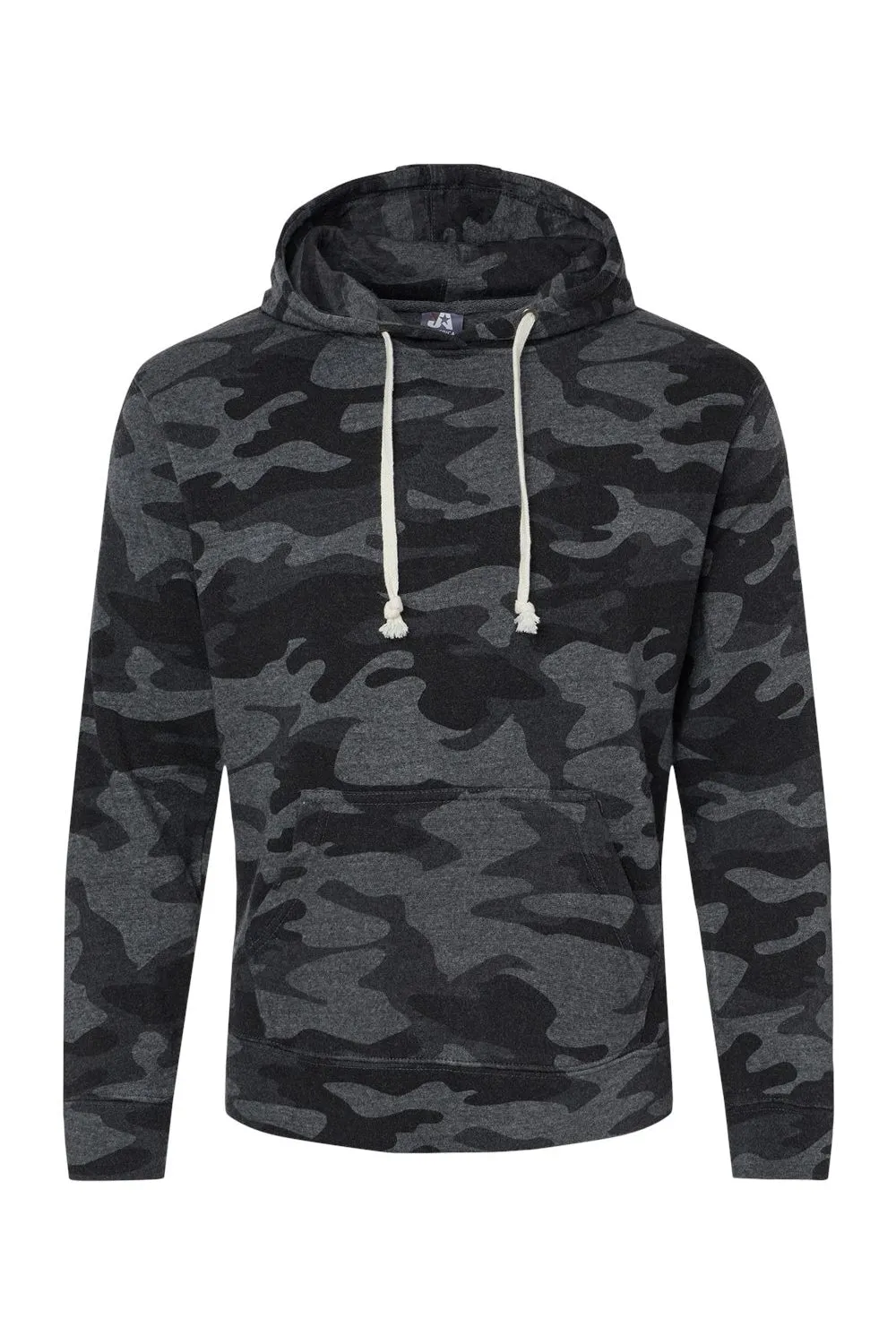 J America Herren Fleece Kapuzenpullover mit Kangaroo-Tasche - Schwarz Camo