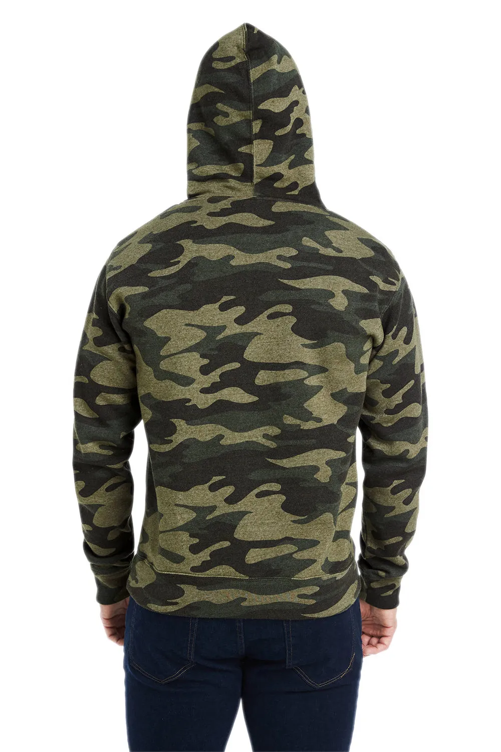 J America Herren Fleece Kapuzenpullover mit Kangaroo-Tasche - Camouflage