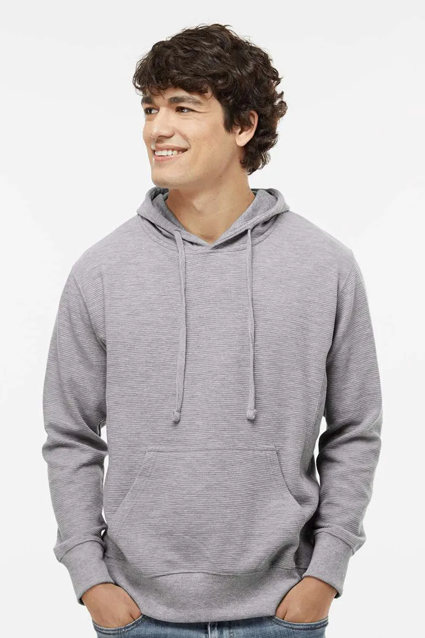 J America Herren Rippe-Fleece Kapuzenpullover Hoodie mit Kangaroo-Tasche - Oxford Grau