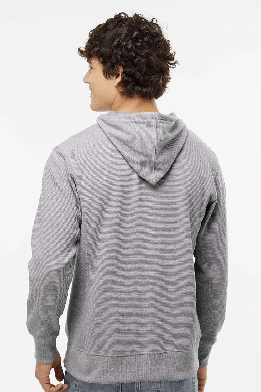 J America Herren Rippe-Fleece Kapuzenpullover Hoodie mit Kangaroo-Tasche - Oxford Grau