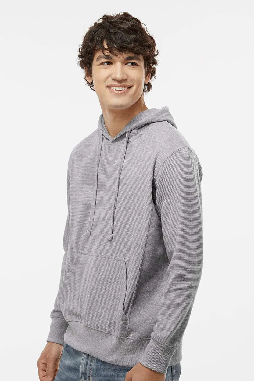 J America Herren Rippe-Fleece Kapuzenpullover Hoodie mit Kangaroo-Tasche - Oxford Grau