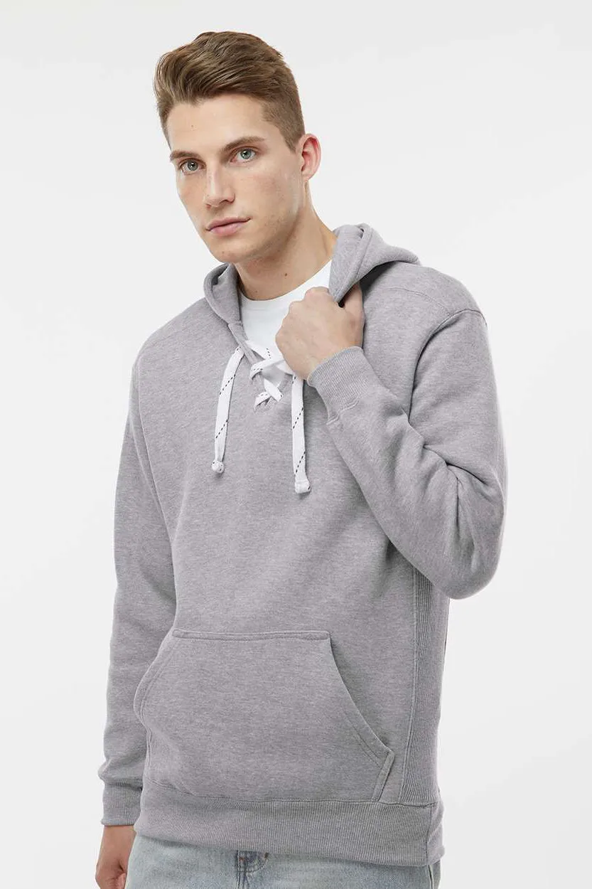 J America Herren Sport Kapuzenpullover mit Schnürung und Kangaroo-Tasche - Oxford Grau