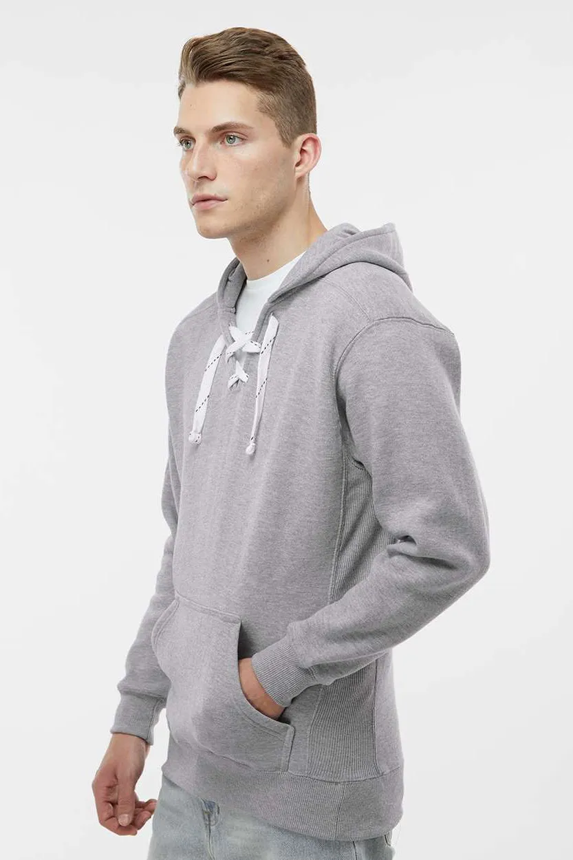 J America Herren Sport Kapuzenpullover mit Schnürung und Kangaroo-Tasche - Oxford Grau