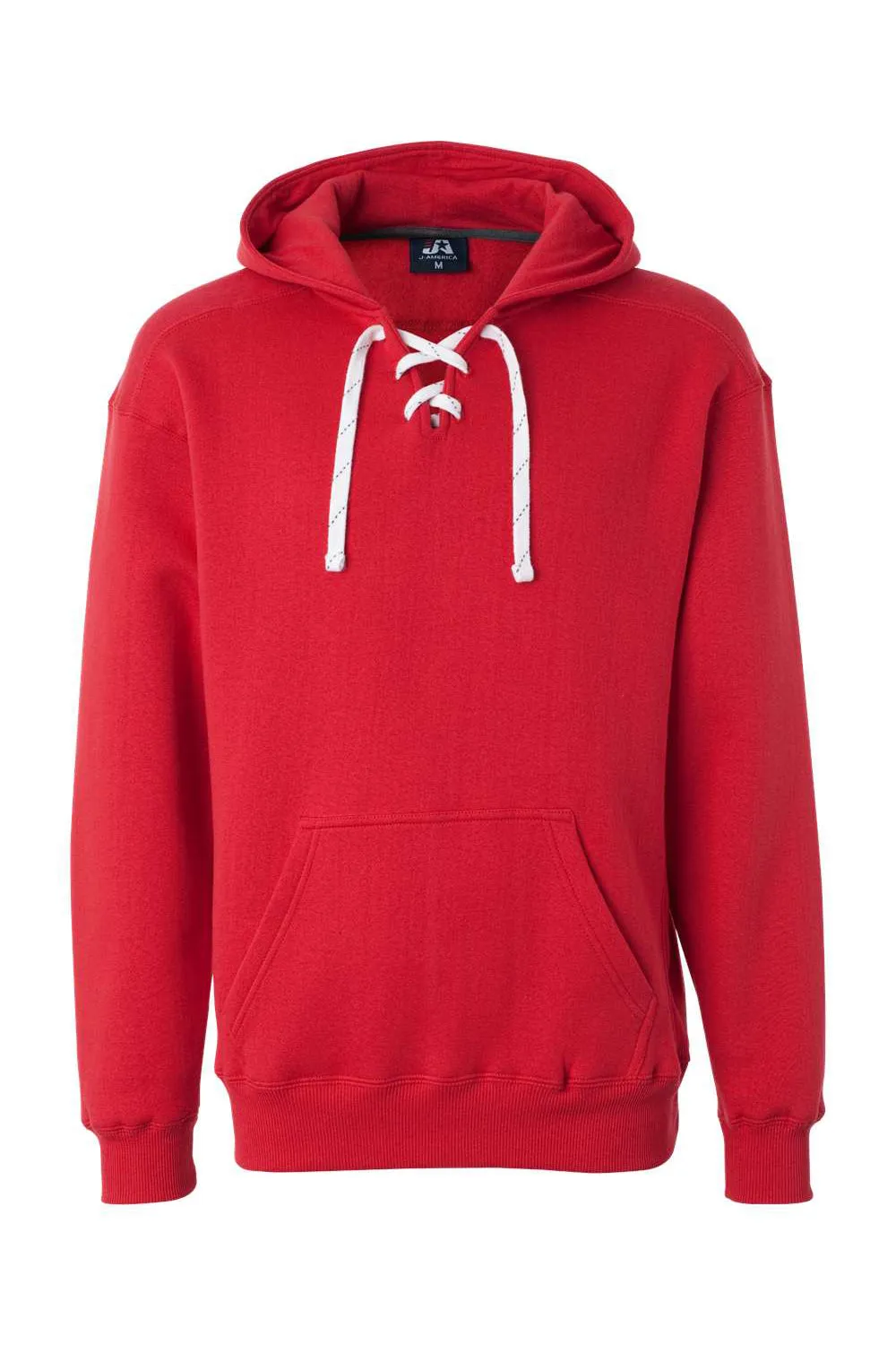 J America Herren Sport Kapuzenpullover mit Schnürung und Kangaroo-Tasche - Rot