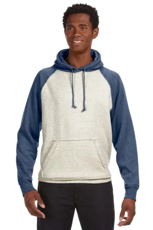 J America Herren Vintage Melange Kapuzenpullover mit Kangaroo-Tasche - Haferbrei/Vintage Marineblau
