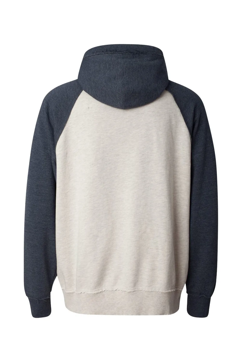 J America Herren Vintage Melange Kapuzenpullover mit Kangaroo-Tasche - Haferbrei/Vintage Marineblau