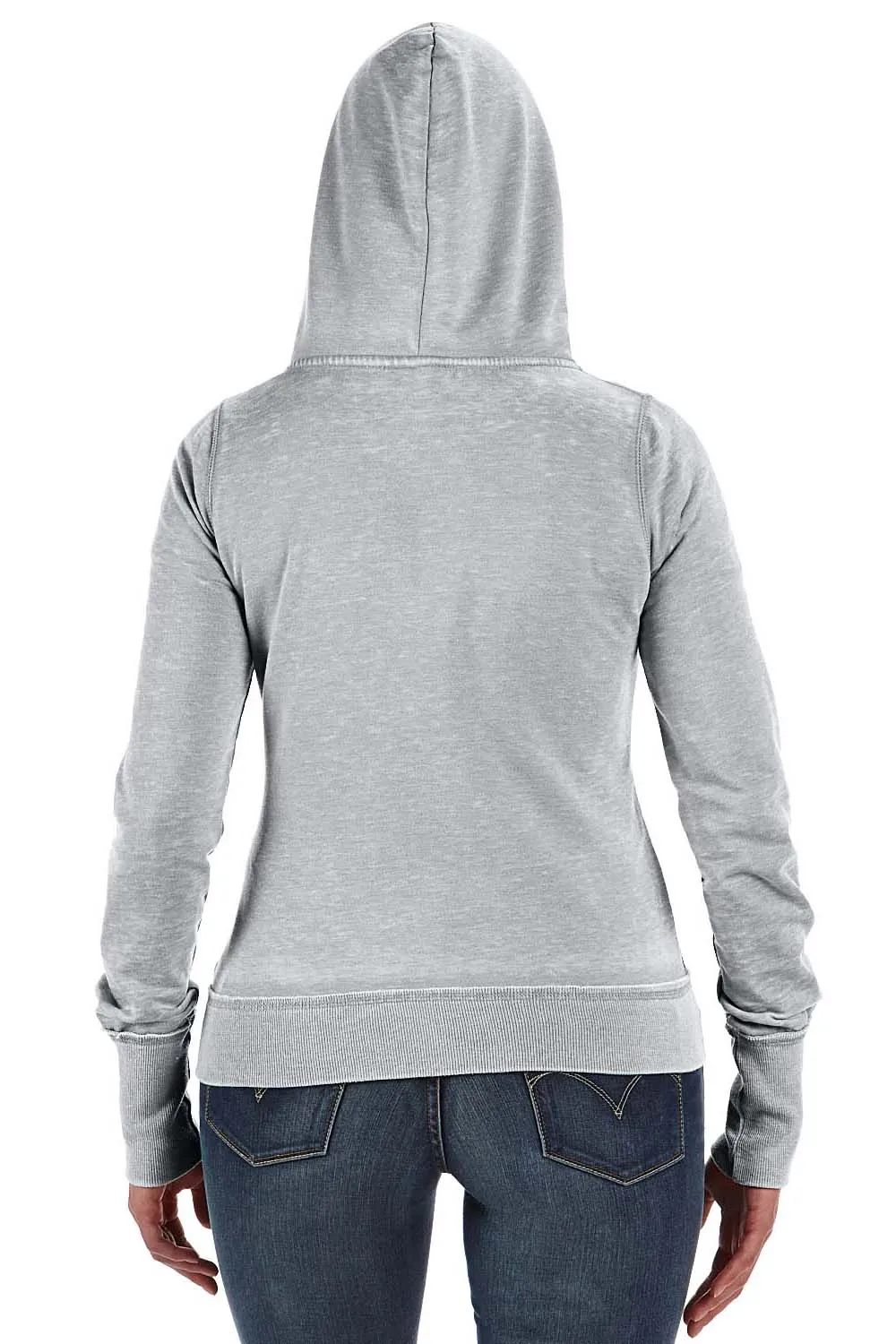 J America Damen Zen Burnout Fleece Full-Zip Kapuzenpullover mit Taschen - Zementgrau