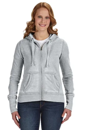 J America Damen Zen Burnout Fleece Full-Zip Kapuzenpullover mit Taschen - Zementgrau