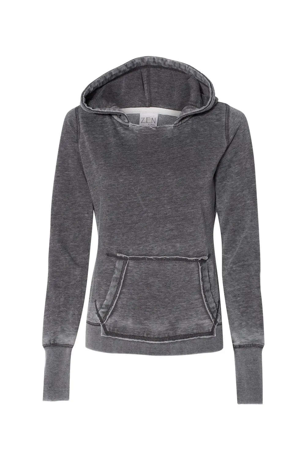 J America Damen Zen Burnout Fleece Kapuzenpullover mit Kangaroo-Tasche - Dunkles Rauchgrau