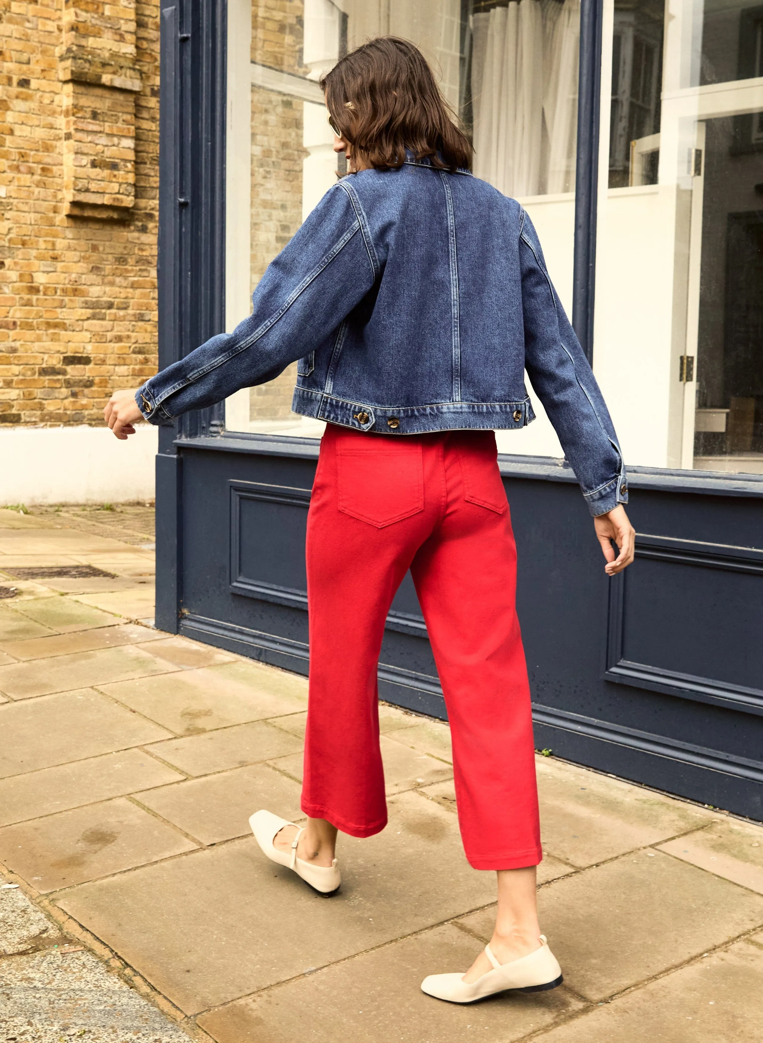 Jena Bio-Baumwolle Stretch Weite Crop Jeans | Karmesinrot