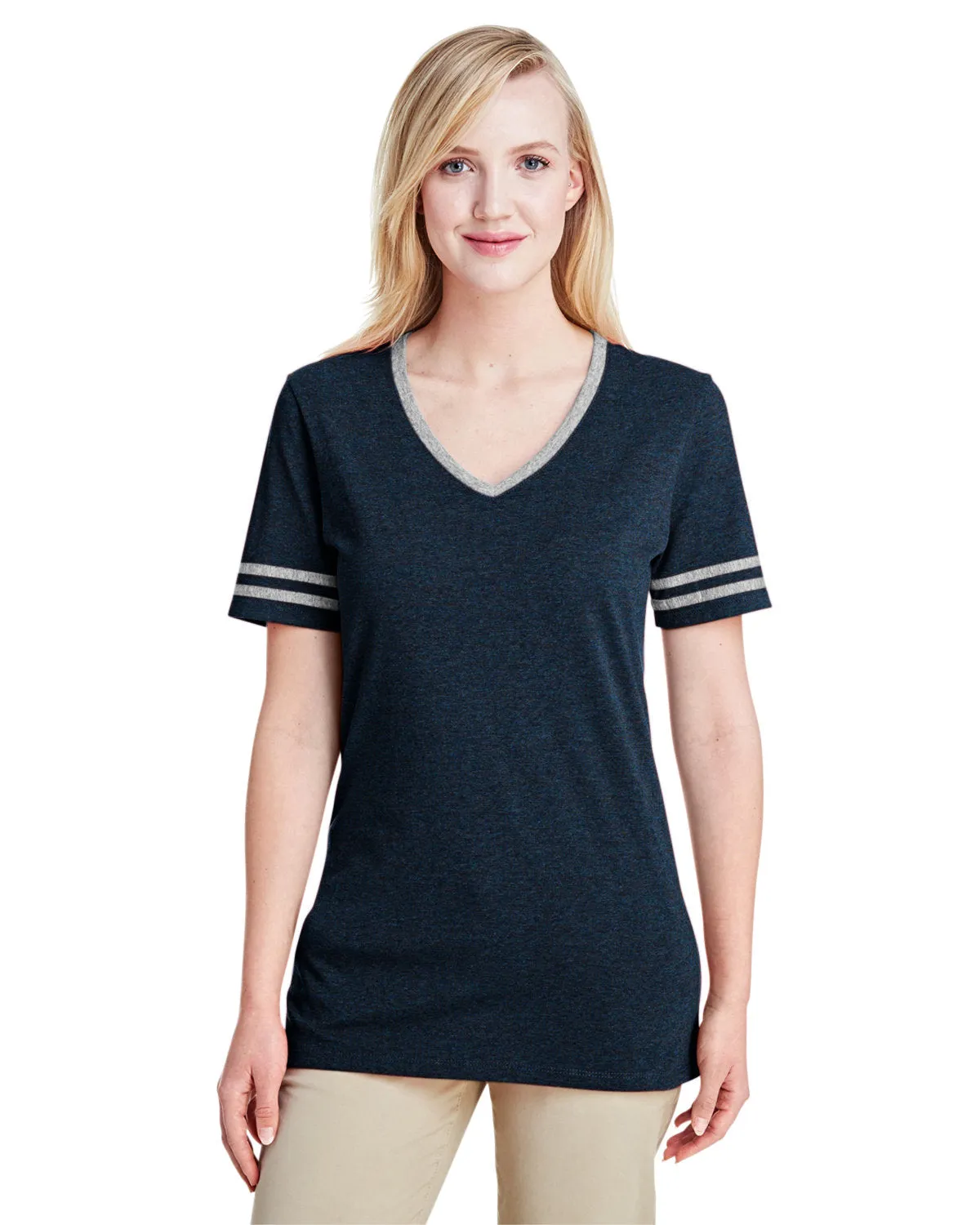 Jerzees 602WVR Damen TRI-BLEND Varsity V-Ausschnitt T-Shirt