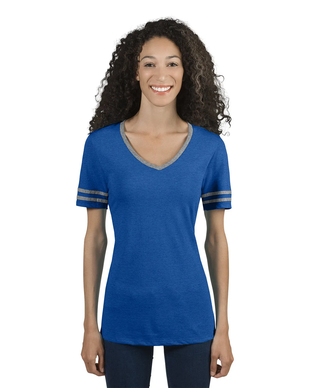 Jerzees 602WVR Damen TRI-BLEND Varsity V-Ausschnitt T-Shirt