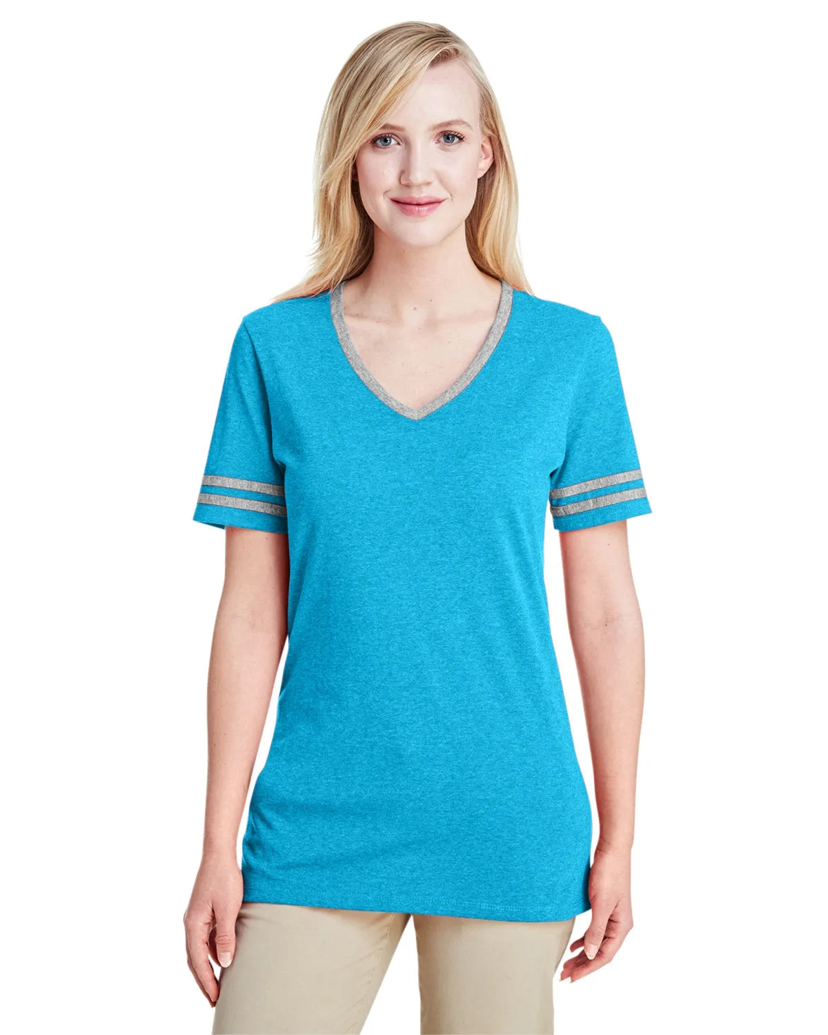 Jerzees 602WVR Damen TRI-BLEND Varsity V-Ausschnitt T-Shirt