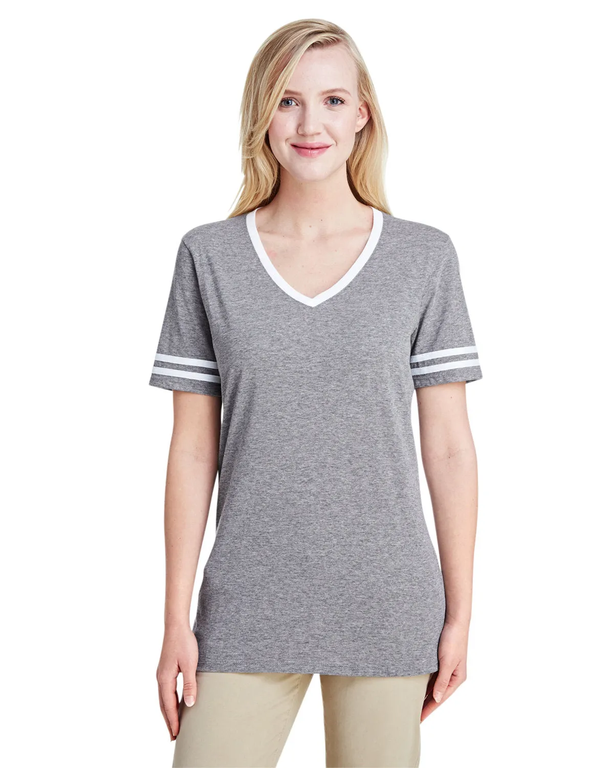 Jerzees 602WVR Damen TRI-BLEND Varsity V-Ausschnitt T-Shirt
