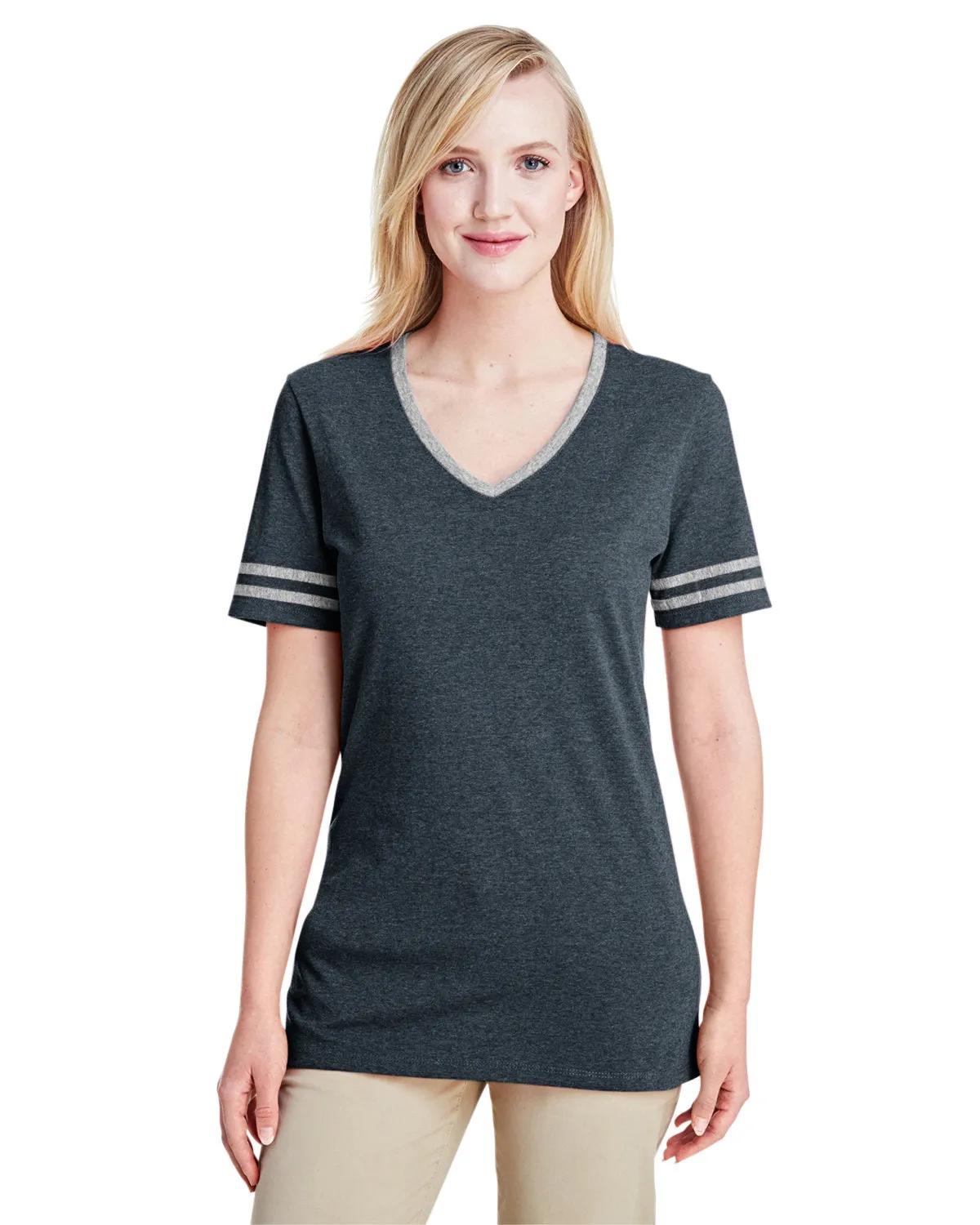Jerzees 602WVR Damen TRI-BLEND Varsity V-Ausschnitt T-Shirt