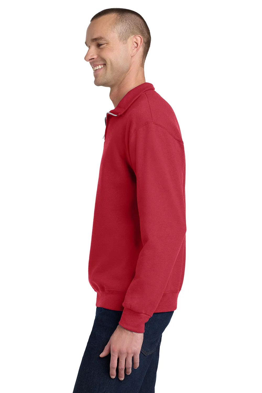 Jerzees Herren NuBlend pillingresistente Fleece 1/4-Zip Sweatshirt - Echtes Rot