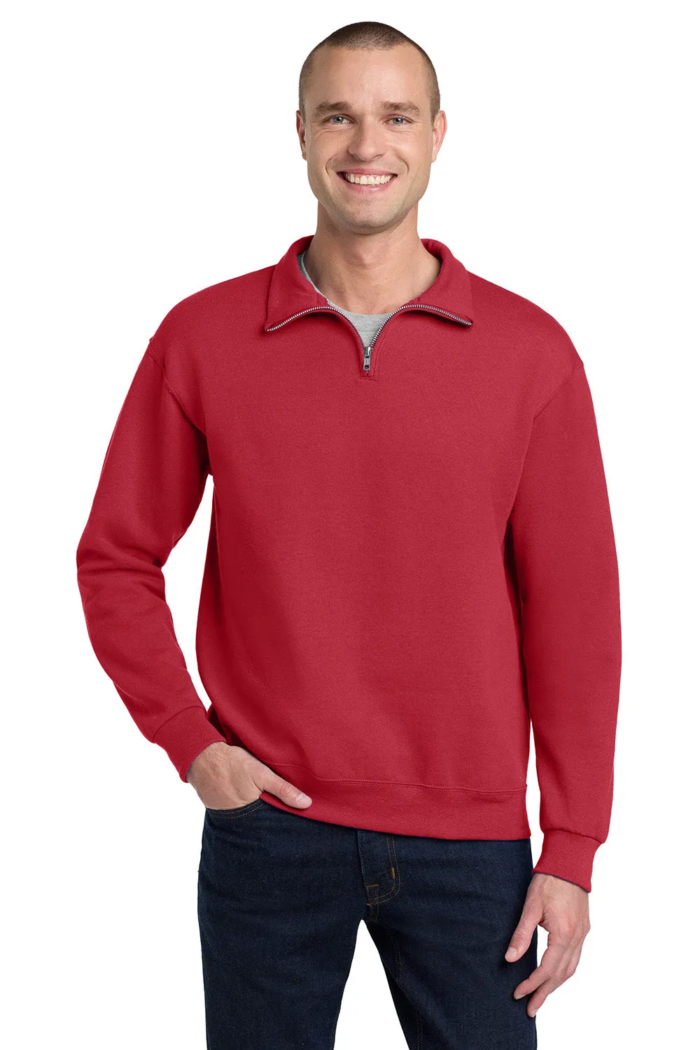 Jerzees Herren NuBlend pillingresistente Fleece 1/4-Zip Sweatshirt - Echtes Rot