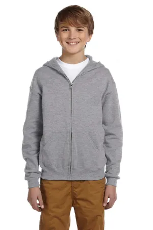 Jerzees Youth NuBlend pillingresistente Fleece-Full-Zip-Hoodie mit Kapuze und Taschen - Oxford Grau
