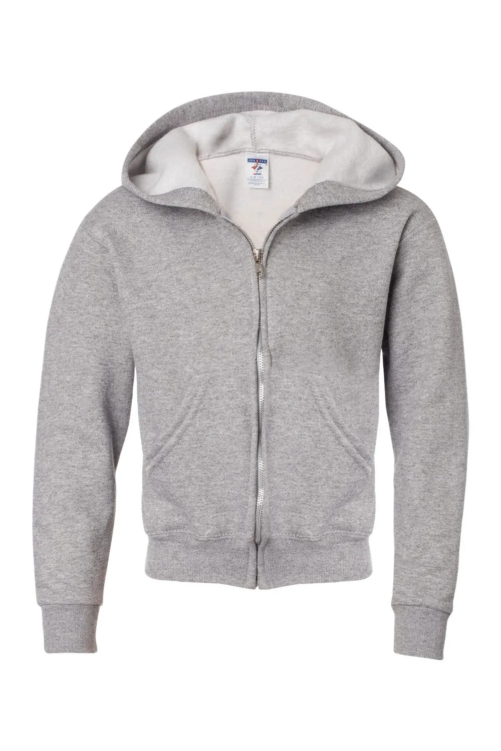 Jerzees Youth NuBlend pillingresistente Fleece-Full-Zip-Hoodie mit Kapuze und Taschen - Oxford Grau
