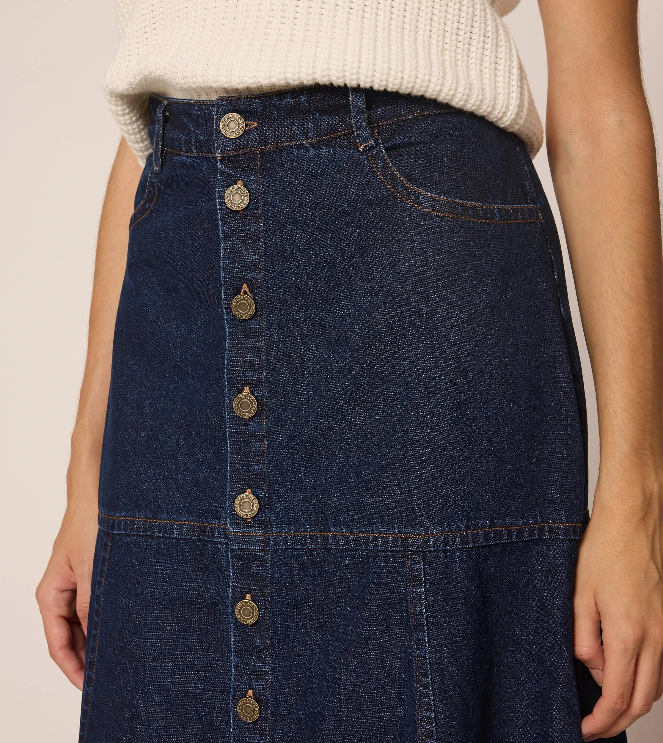 Josie Midi-Rock | Dunkelblau Denim