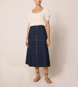 Josie Midi-Rock | Dunkelblau Denim